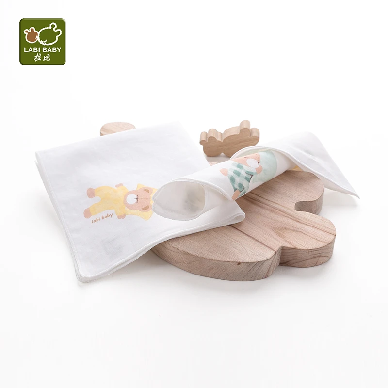 【2条】拉比新生儿方巾婴幼儿宝宝洗脸巾口水巾纯棉薄款双层毛巾