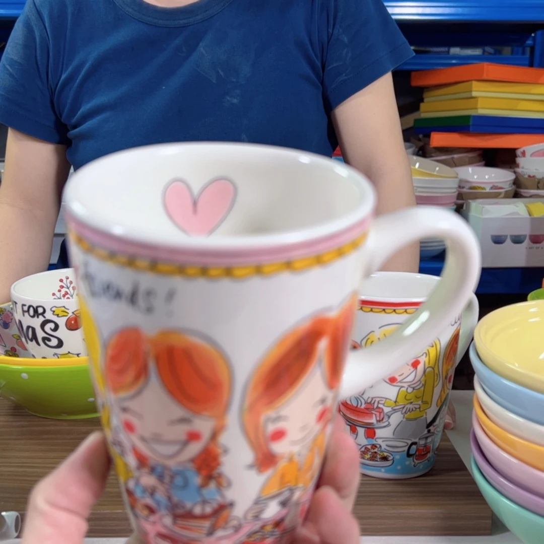 陶瓷闺蜜杯子700微瑕粉色爱心