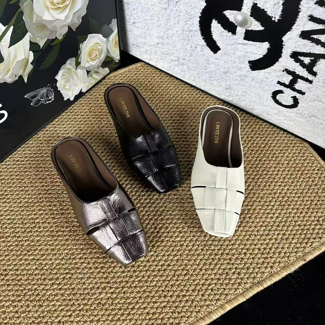 【霖叶枝】羊皮真皮手工半托C-7082/跟高2.5cm