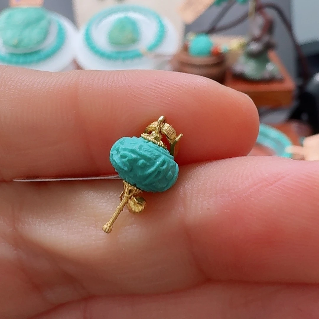 绿松石18K金镶嵌珠宝半成品