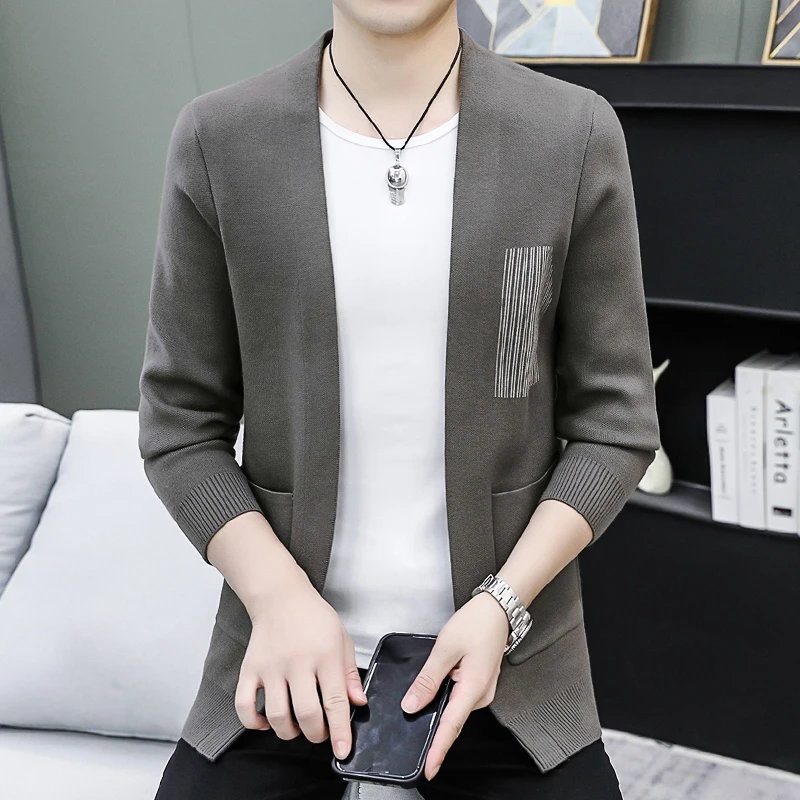 曼库帕娅针织衫帅气薄款韩版潮流毛衣开衫男装V领长袖青年男士