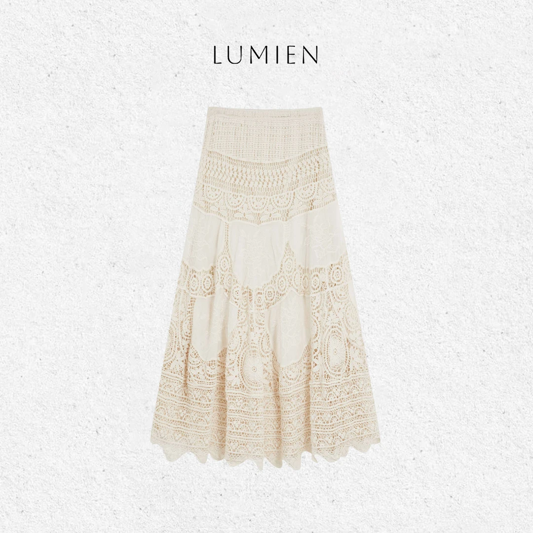 【LUMIEN】温柔风定位镂空蕾丝勾花层次感设计半裙女LX5CLL068