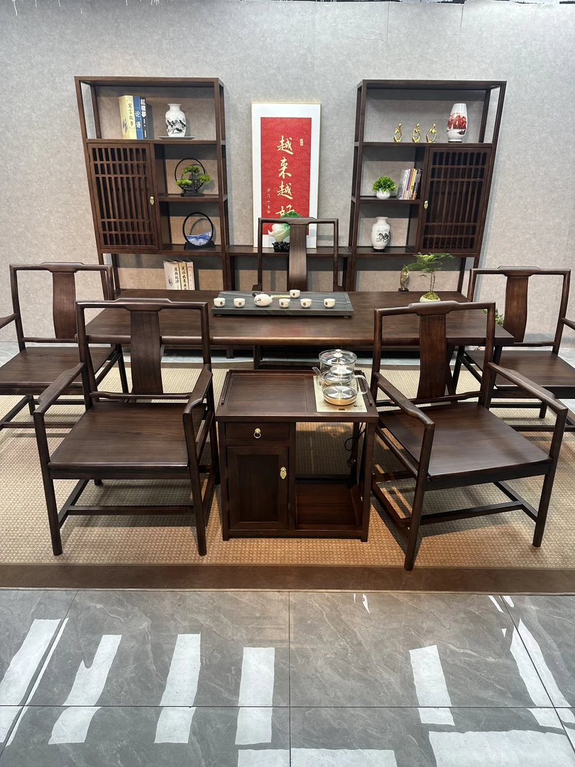 《专拍链接》北美黑胡桃实木大板茶桌椅组合新中式家用高端实木茶桌