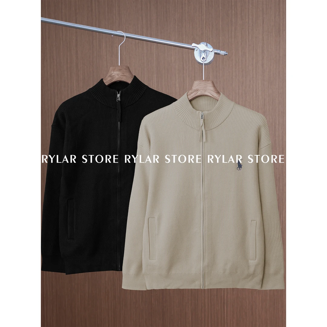 『Rylar』极简风高定莱赛尔混纺针织外套老钱气质感休闲立领外套男