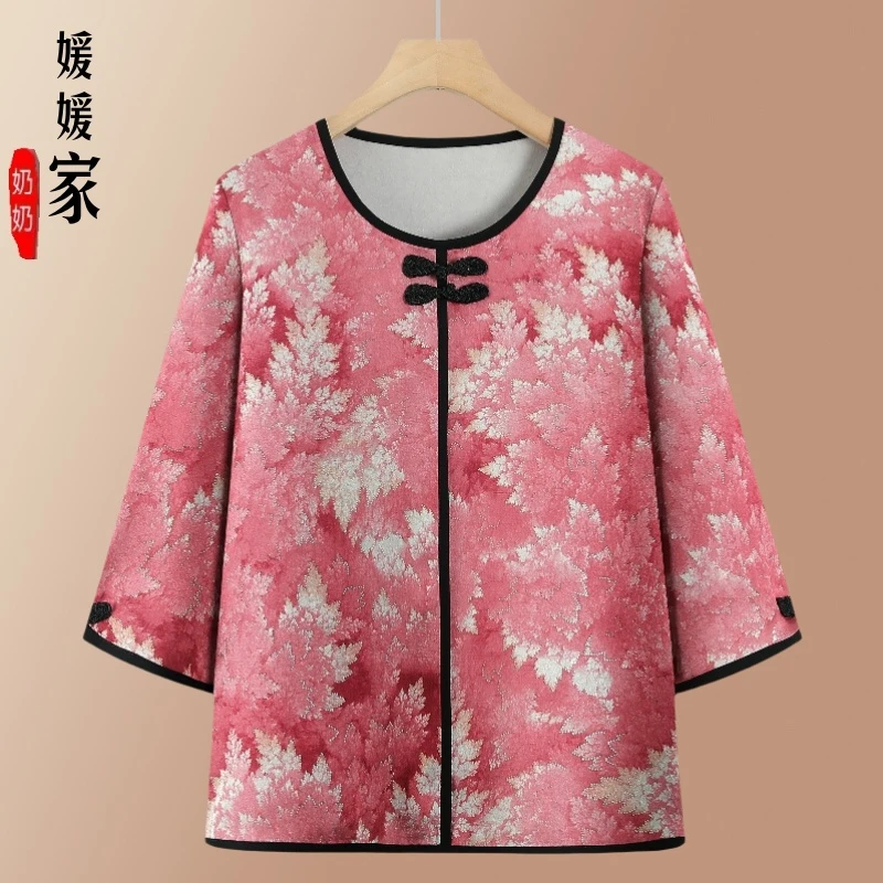 中老年人女装夏季时尚衬衫老太太衣服妈妈装衬衣宽松洋气衣服小衫