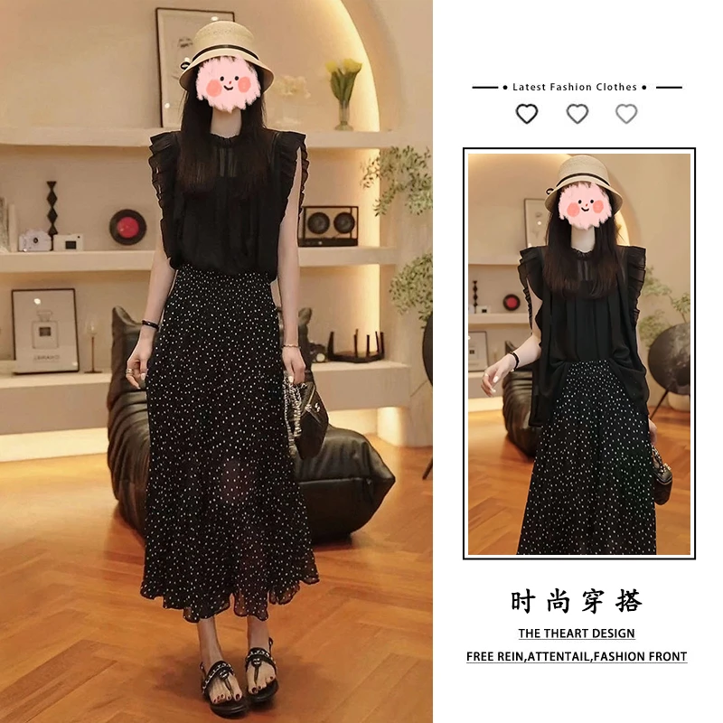 夏季穿搭一整套女2025新款时尚轻奢雪纺上衣半身裙显瘦气质两件套