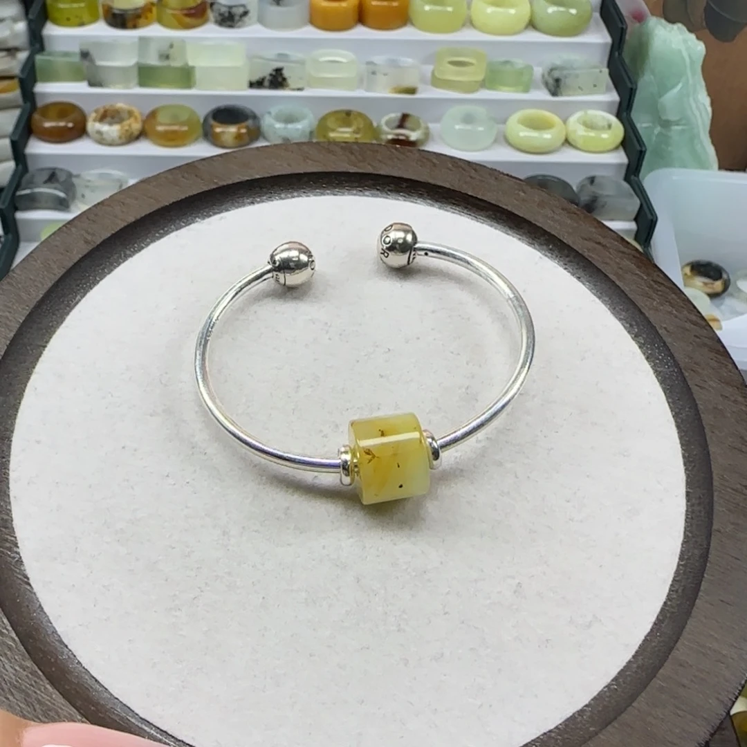 开***心蛇纹石玉合金戒指不退换