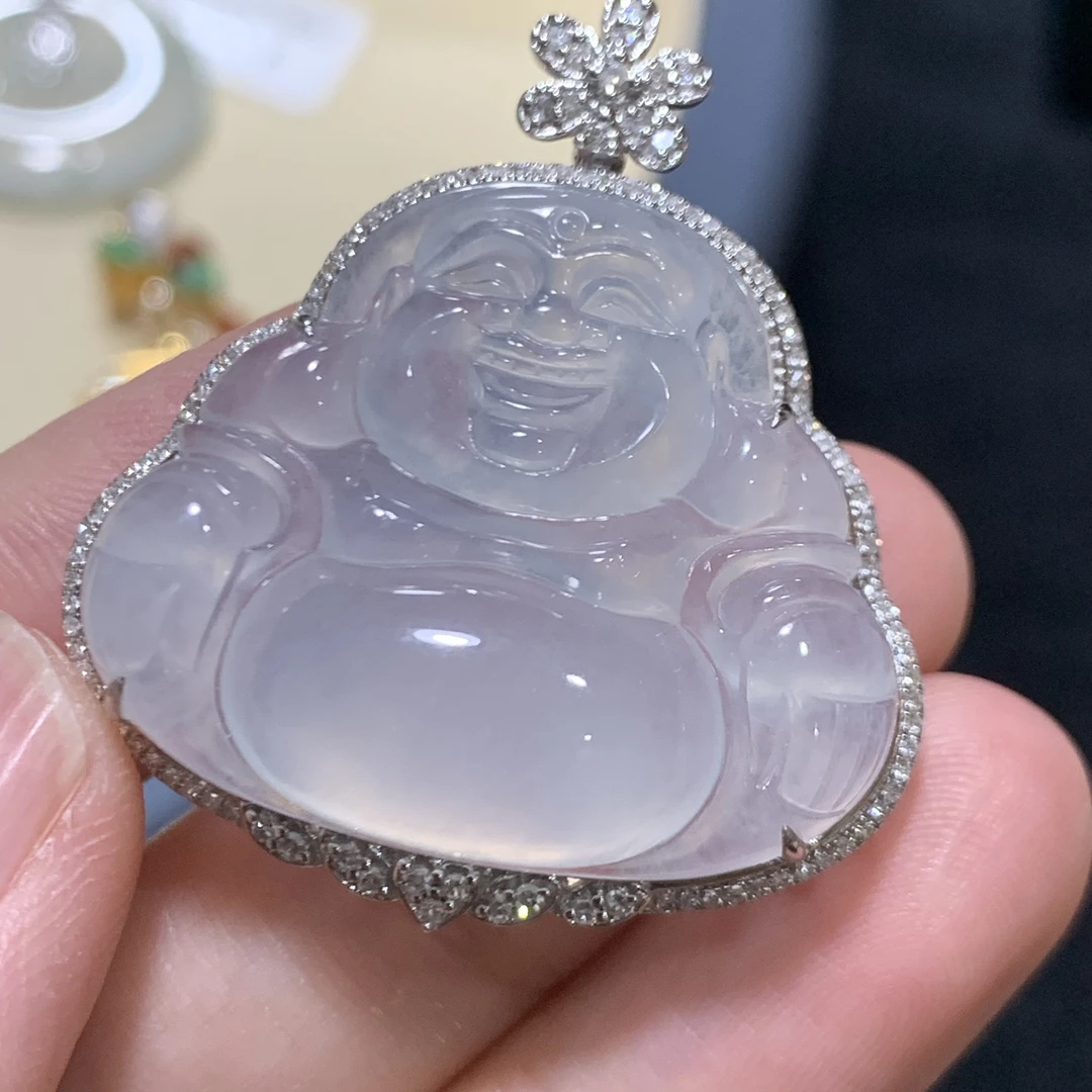 18k金翡翠佛公吊坠