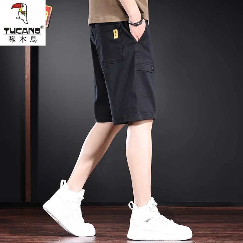美式复古工装短裤男潮牌宽松直筒五分休闲裤男士夏季薄款运动中裤