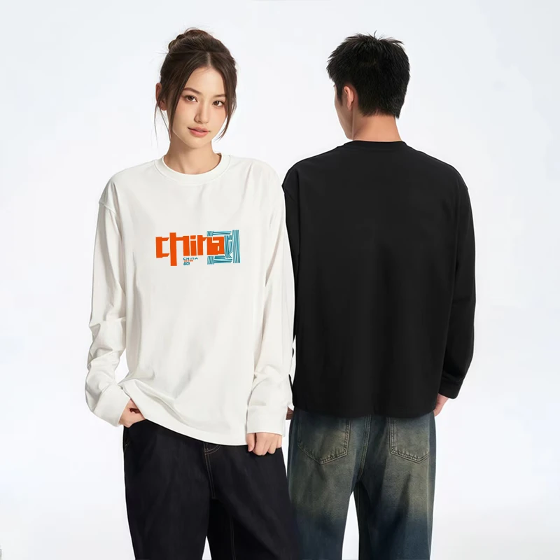 潮牌联名款T恤长袖男女同款时尚休闲爆款打底圆领长袖中国