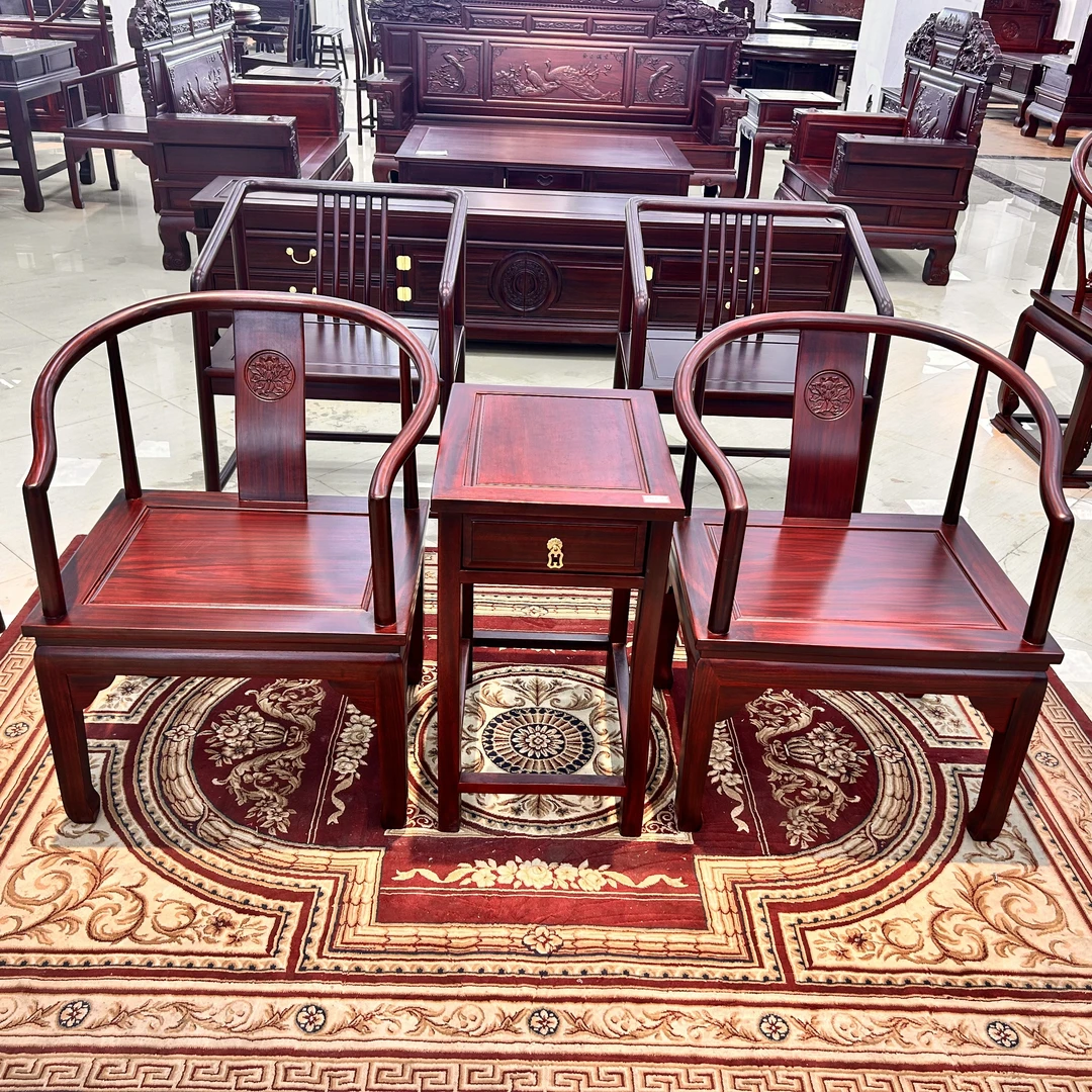 马蹄圈椅59*48*79 茶椅书椅三件套 茶几尺寸38*50*65