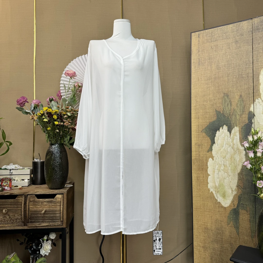 【365】新中式国风白纱开叉设计百搭上衣
