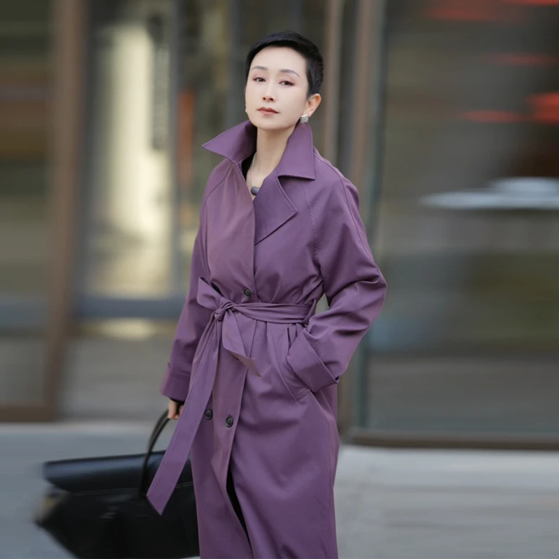 溏朵记2025春新款爆款双排扣高级感中长休闲英伦风衣外套女10231