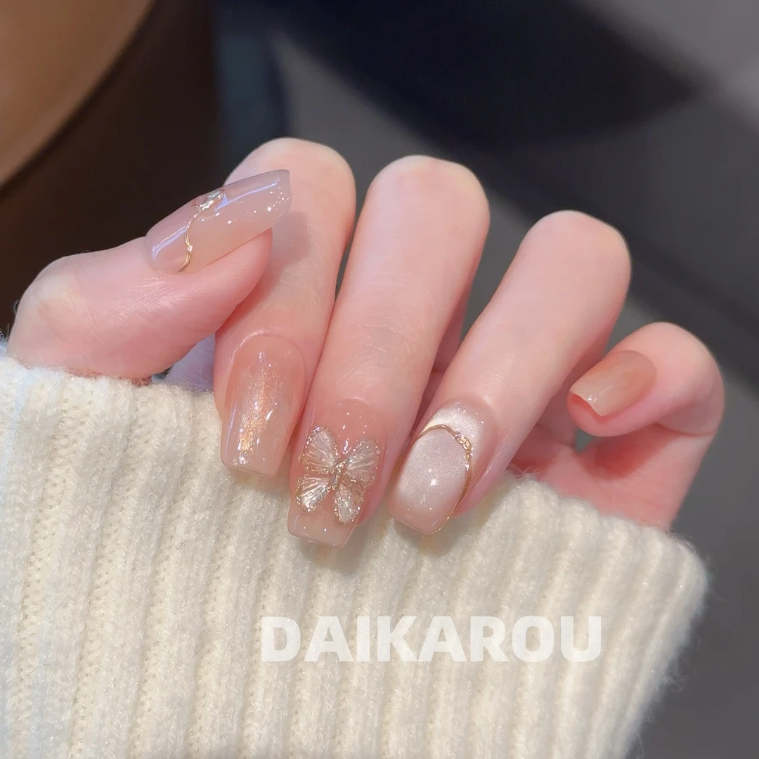 纤羽晶露 黛卡柔 预售 新甲型 此度 短椭圆 中椭圆手工穿戴甲10片