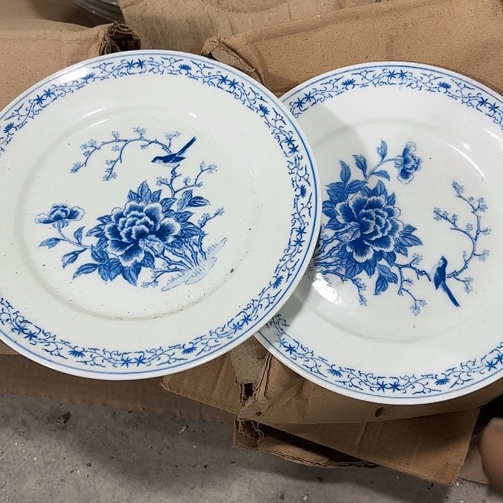 陶18公分盘子盘子盘子，兰花小鸟两个