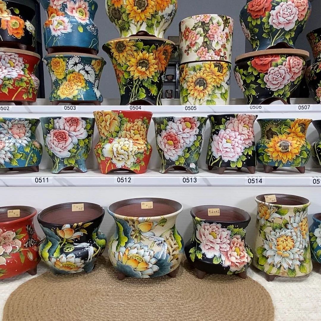 ****V塞尼陶艺手绘花盆