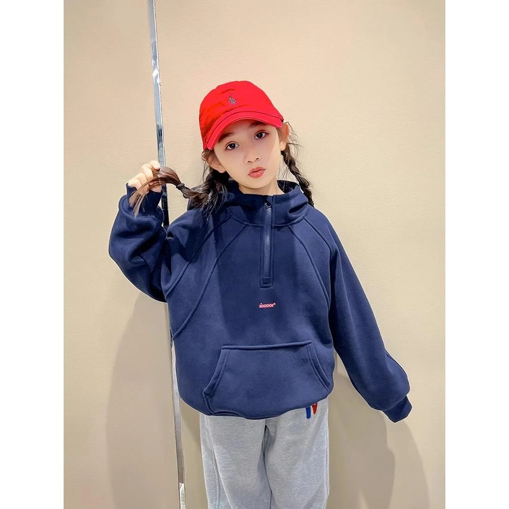 女童连帽卫衣2025年新款春季童装儿童上衣中大童洋气重磅款潮外套