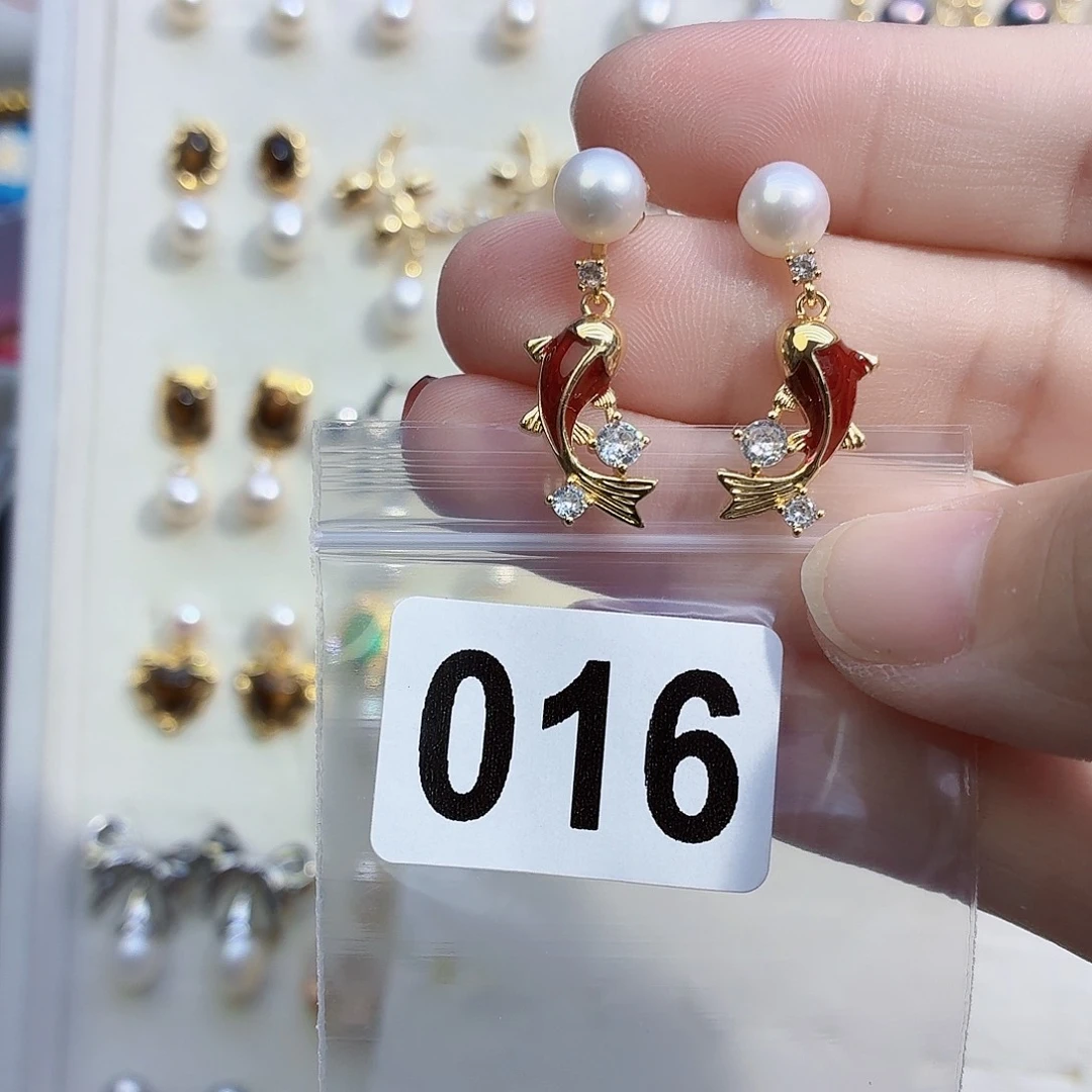 招***宝耳饰淡水珍珠合金