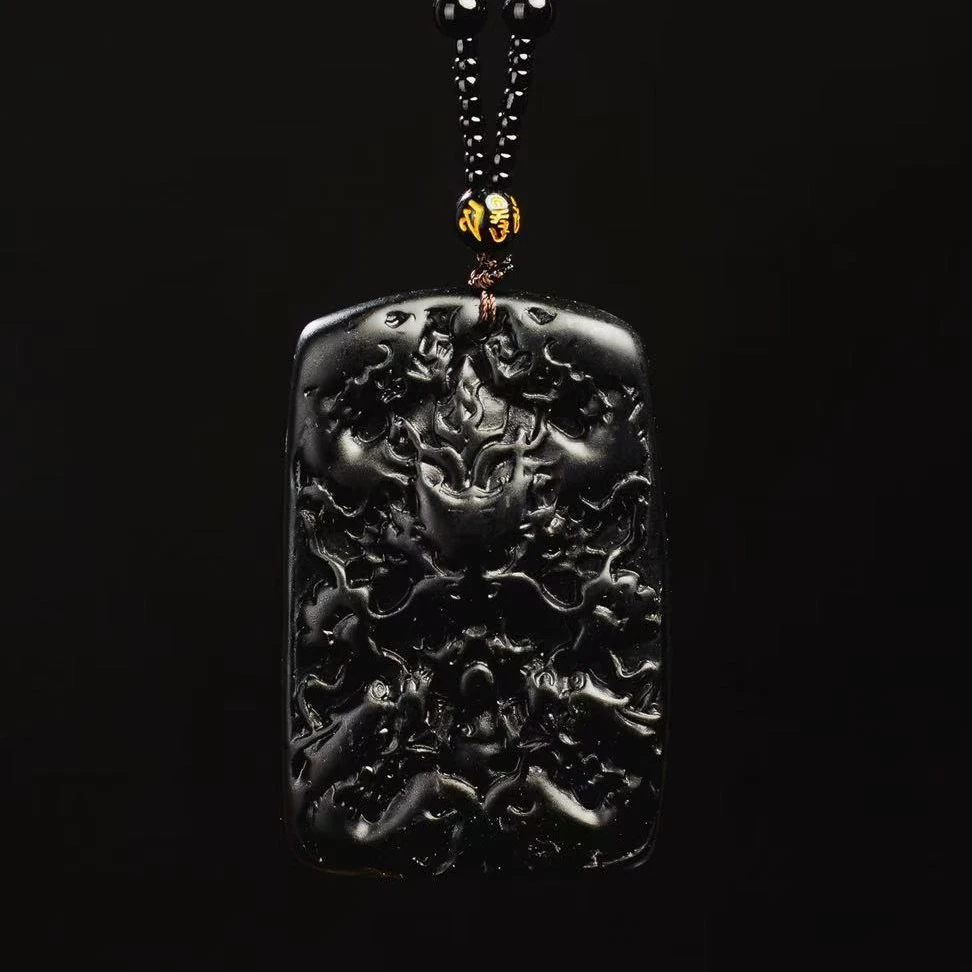 {老三高端甄选}zjy8精品黑曜珀 龙牌坠