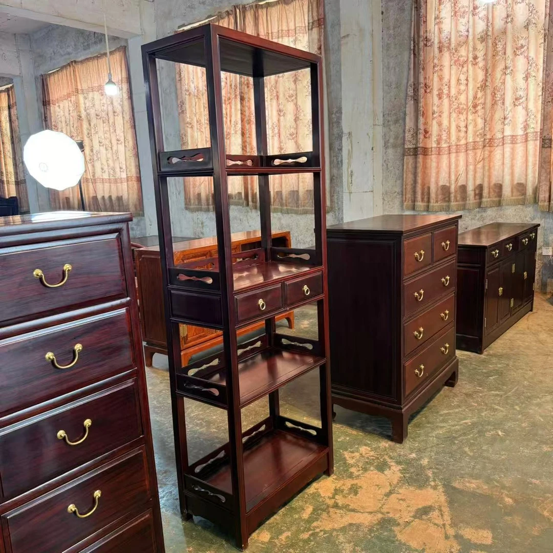 木换金  黑酸枝  带抽屉加大书柜  置物柜（无柜门款）
