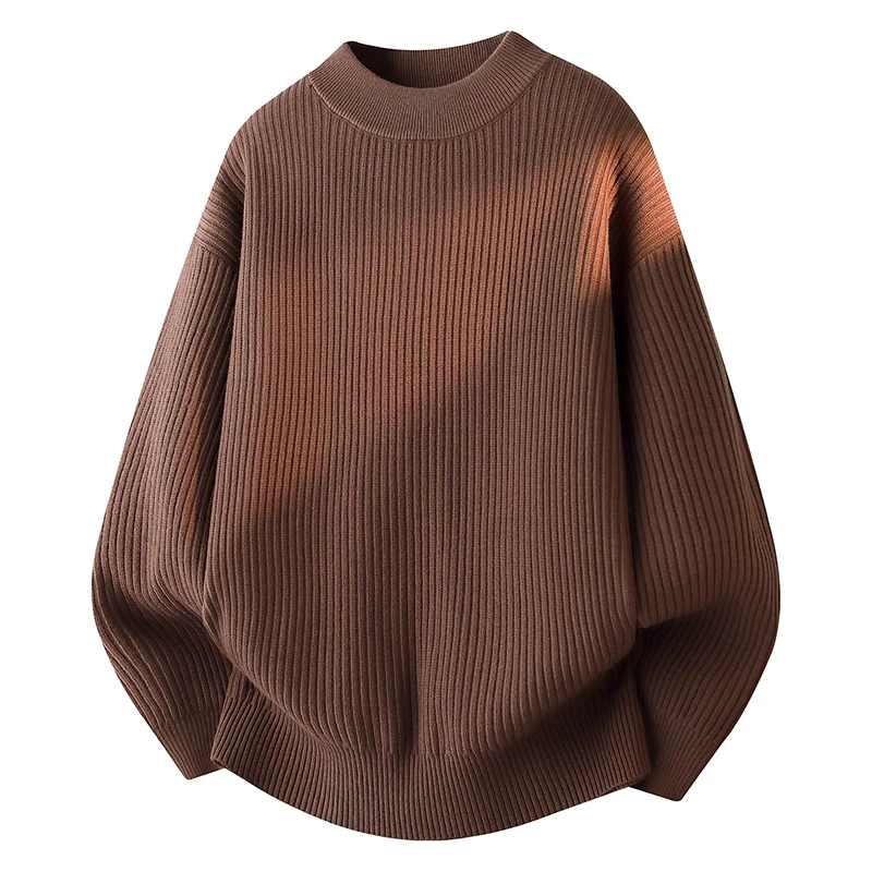 白色坑条纹半高领毛衣百搭打底衫复古时尚设计感上衣针织纯色冬季