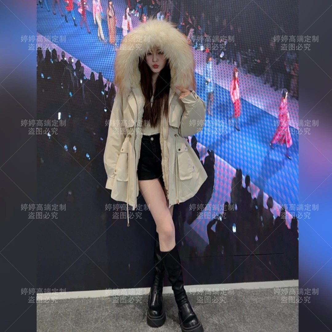 【雪精灵獭兔毛+毛袖】2024新款女士派克服冬季加厚休闲时尚大毛领