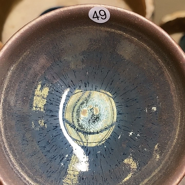 茶盏龙窑柴烧粘釉瑕疵
