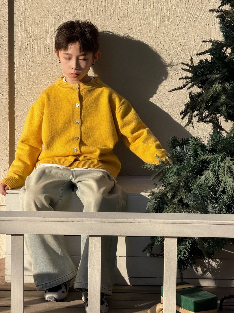 CHU YAO 【玉米姜饼】儿童冬季韩版纯色毛衣开衫外套25139