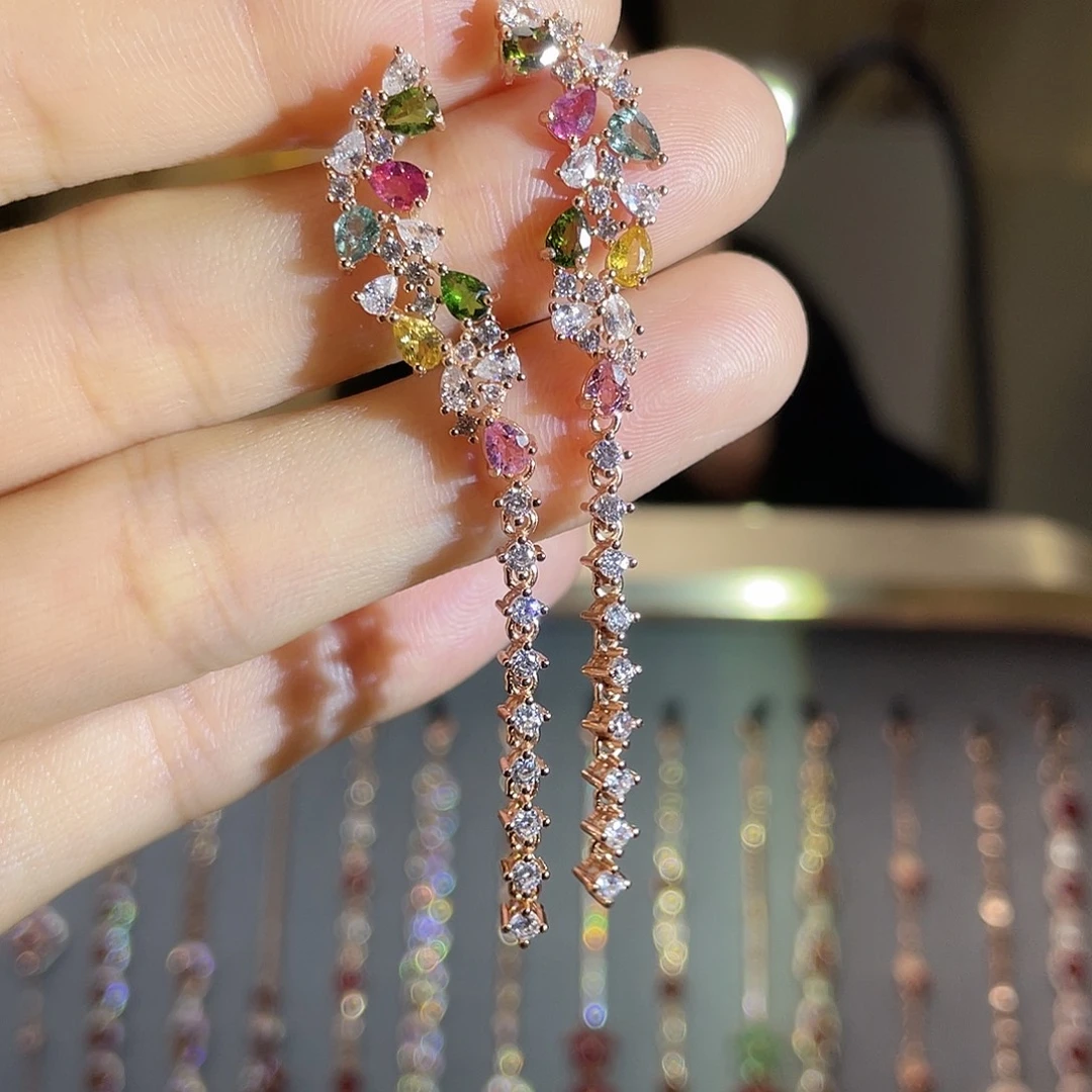 银S925镶嵌碧玺耳饰