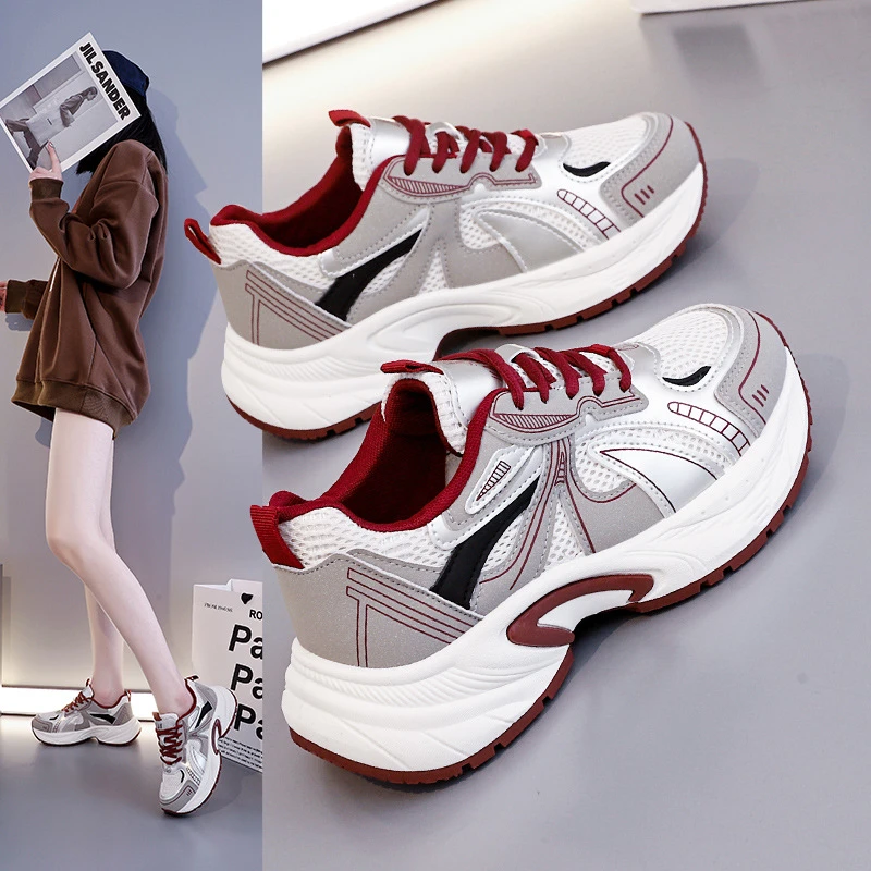 女鞋小白鞋2025新款春秋老爹鞋小个子增高厚底鞋运动休闲板鞋2113