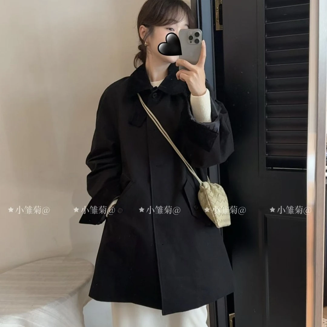 韩国正品 黑色风衣 联系客服购买