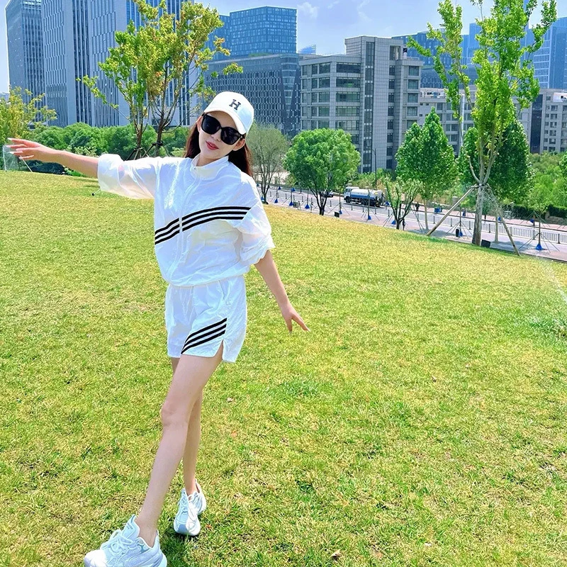 短裤运动两件套爆款时尚休闲短款外套上衣女夏新款a字小个子