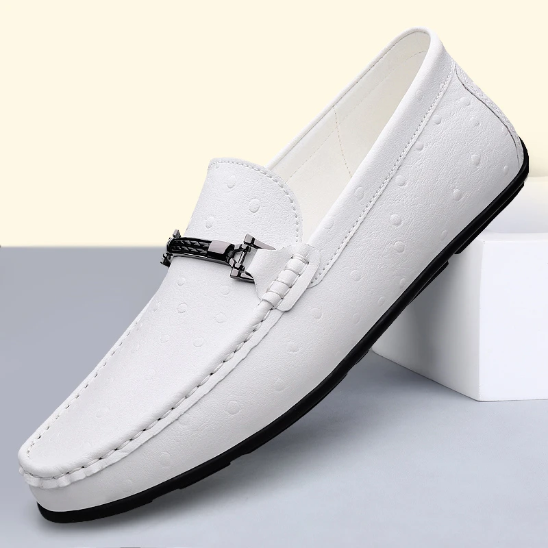 男士皮鞋男款软底耐磨房间休闲鞋子秋冬简约通勤百搭一脚蹬豆豆鞋