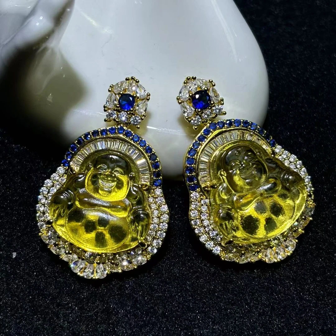 MT2828-琥珀蓝珀佛公吊坠-配麻花链-多样性发其一