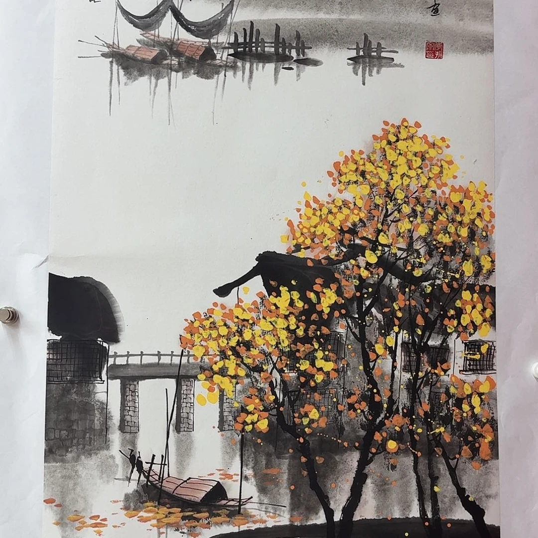 国画三尺整纸手绘作品