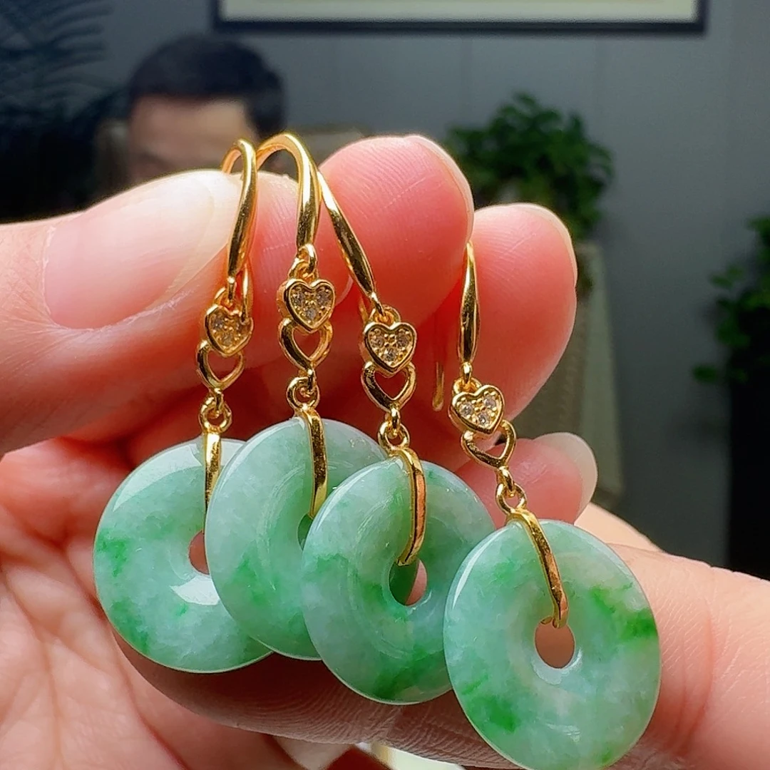 翡翠银S925镶嵌耳饰多样性发货其一