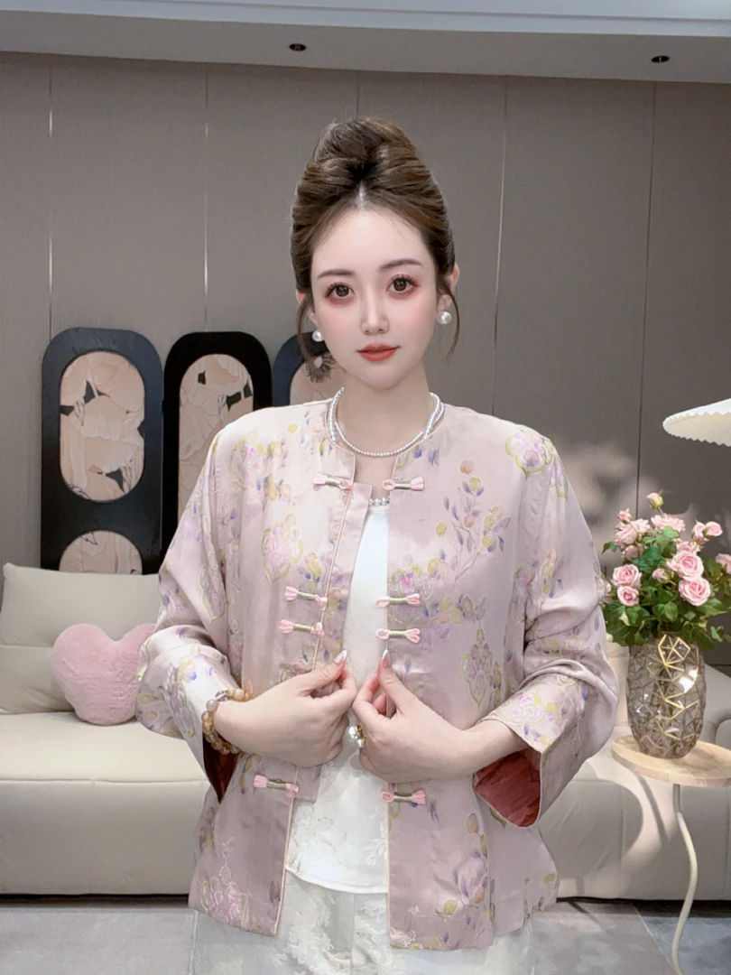 佳佳【丁香花】国风新中式女装气质上衣双面双穿外套