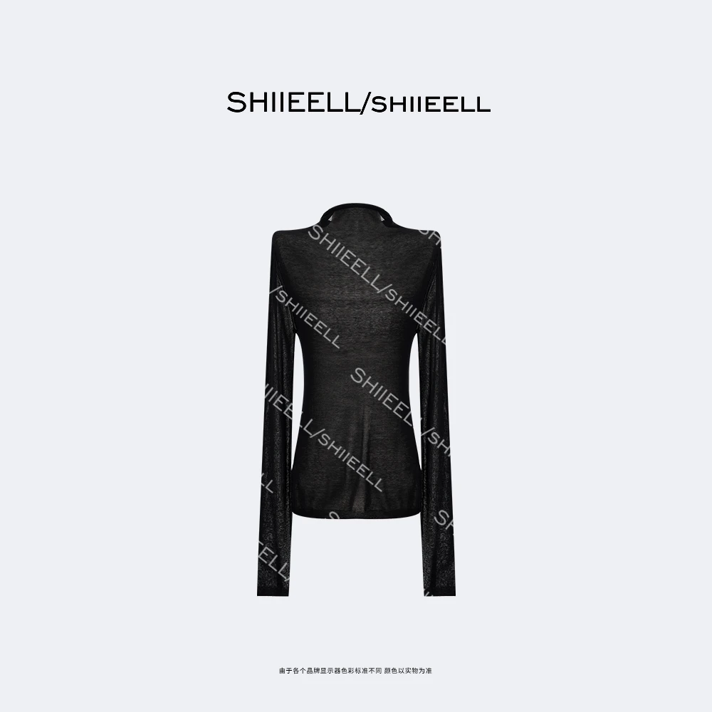 SHIIEELL黑色气质慵懒风百搭通勤高级感时尚长袖圆领针织衫ZY035