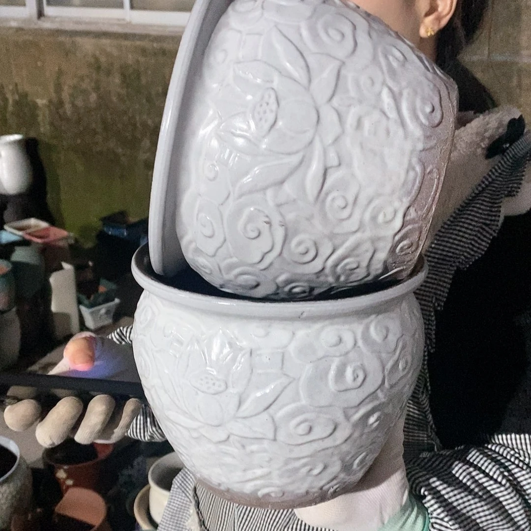 红泥花盆瑕疵口20高16