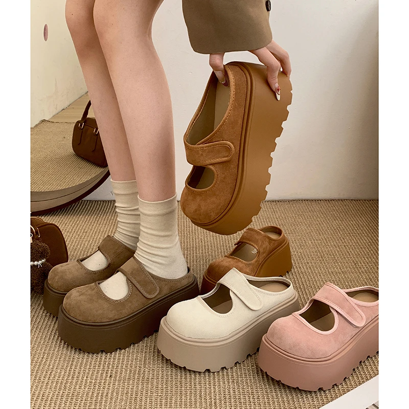 南在南方复古厚底包头拖鞋女秋外穿2025新款增高一脚蹬勃肯半拖鞋