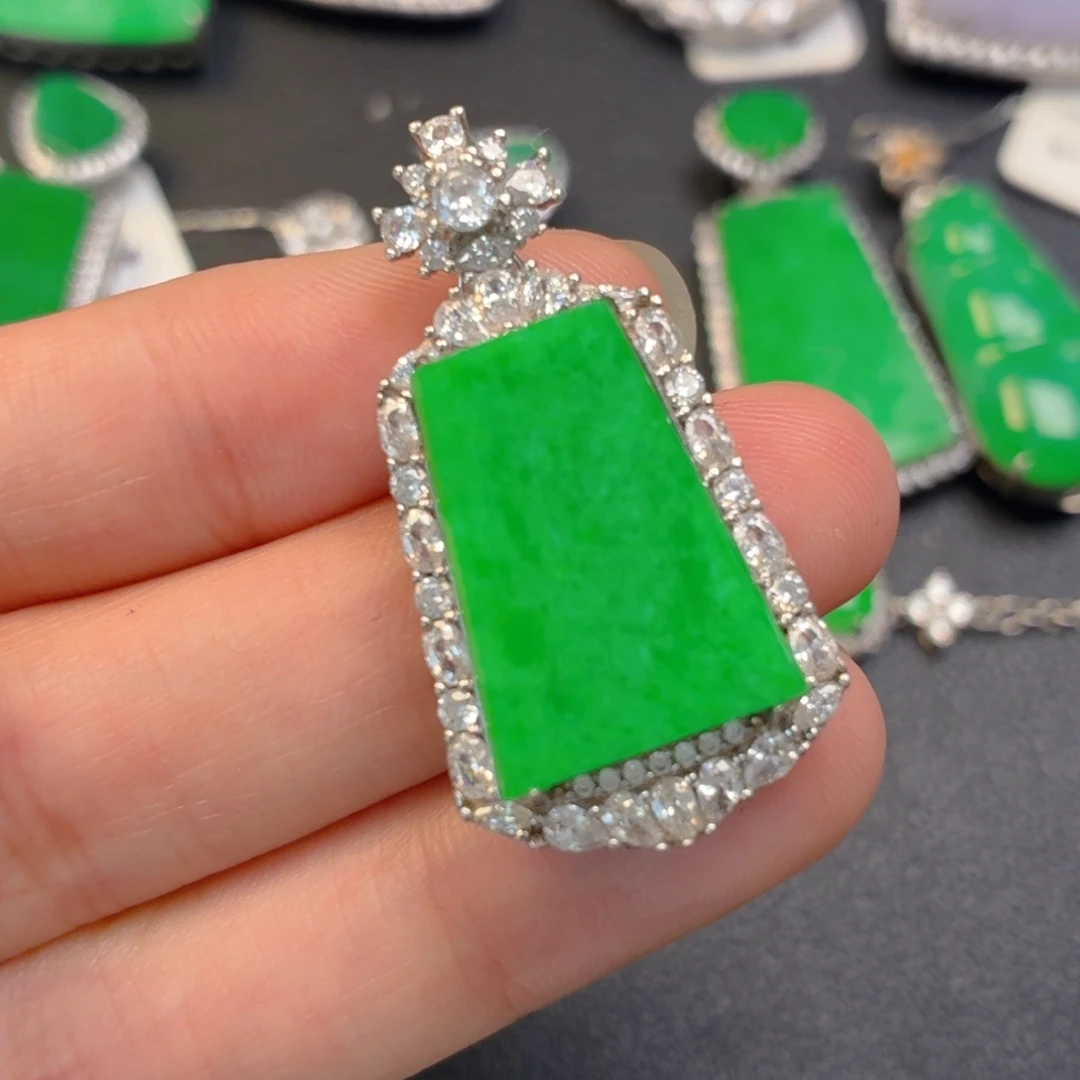 翡翠银S925镶嵌吊坠(不含链)