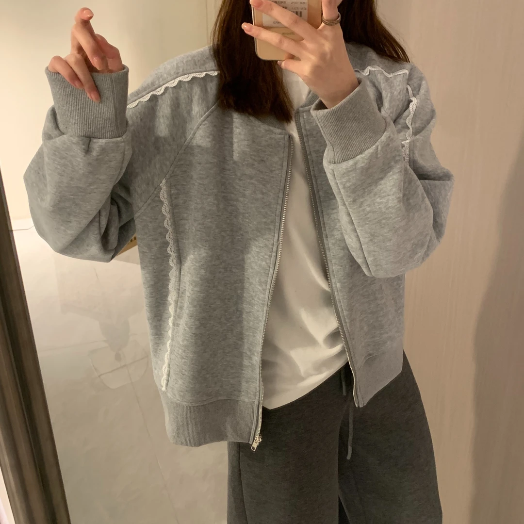 九佳 【精致girl】春夏蕾丝边设计款时尚条纹休闲欧韩开衫外套