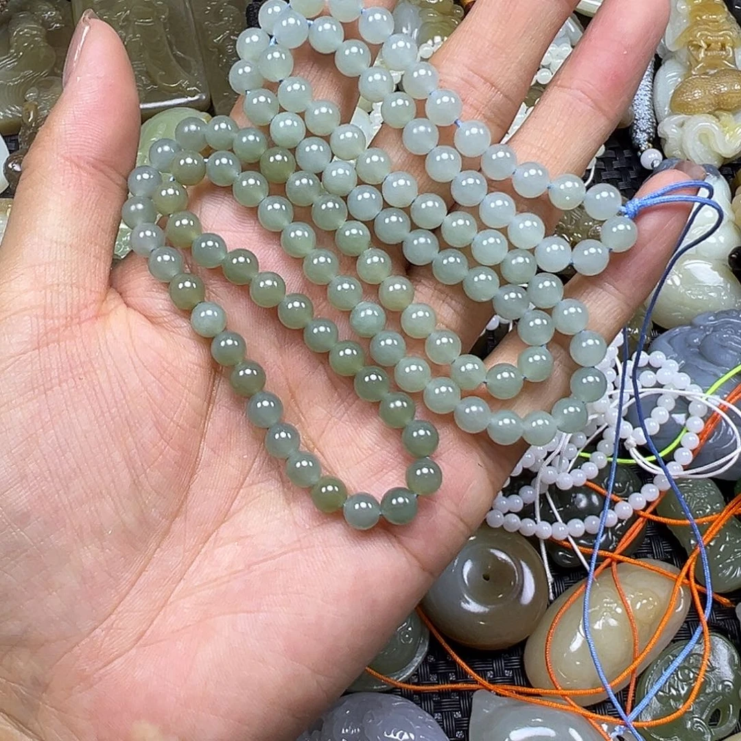 和田玉未镶嵌颈饰卡6多圈