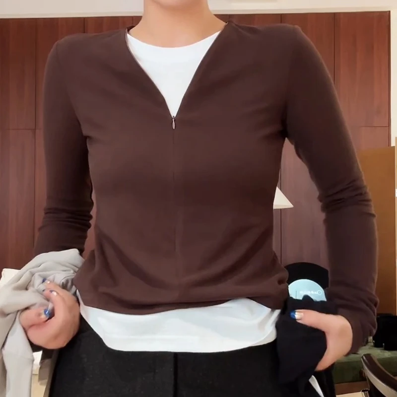 《格雷打底》定制高级撞色假两件简约上衣LK2506590