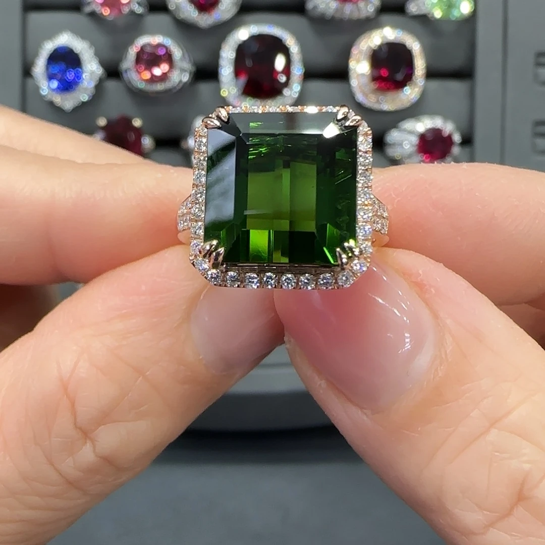 碧玺18K金镶嵌戒指11.55ct