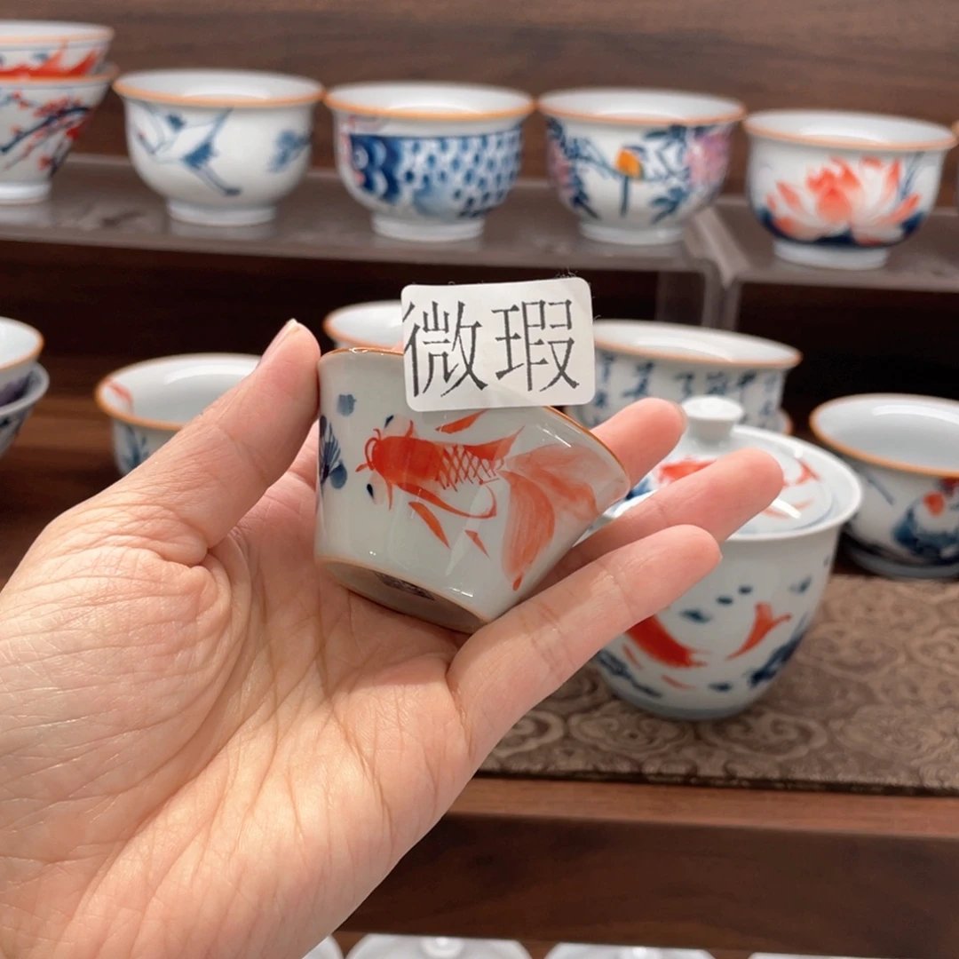 釉下手绘茶具微瑕