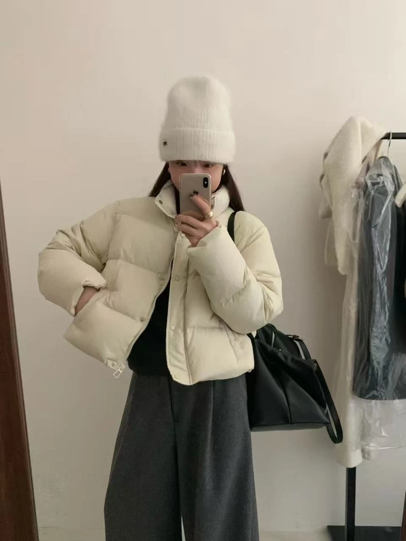 鑫燃KIKI 韩系短款立领90白鸭绒保暖加厚羽绒服 4A5808 BEE