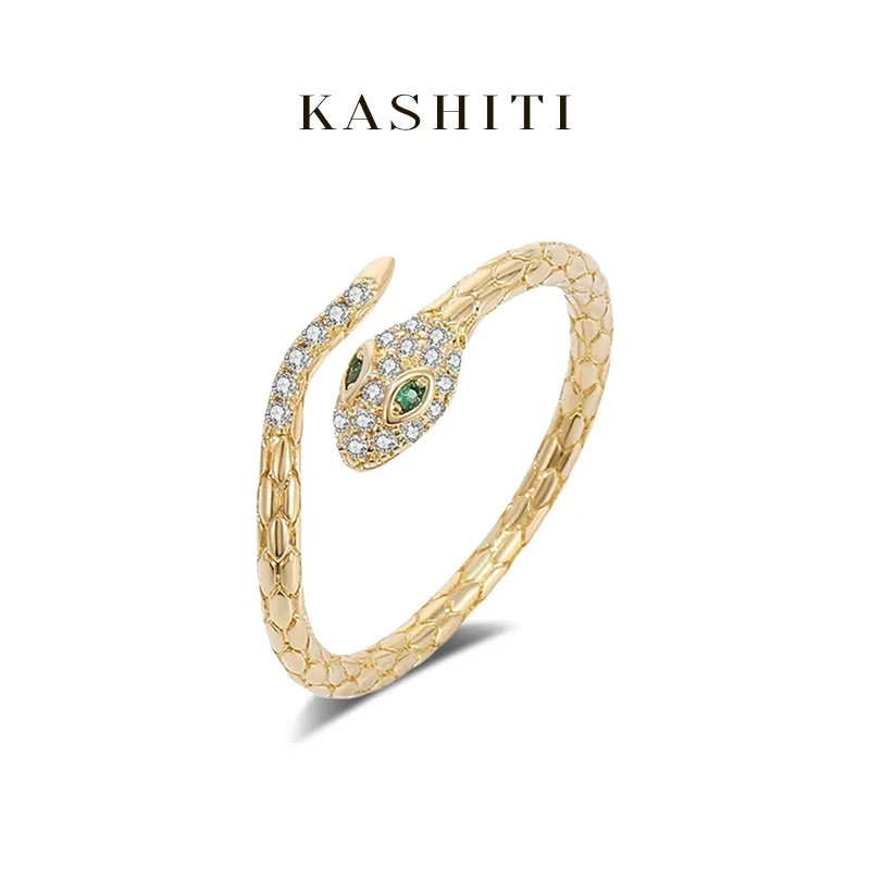 卡诗缇 925银戒指 本命年灵蛇开口戒指时尚气质复古小众轻奢戒指