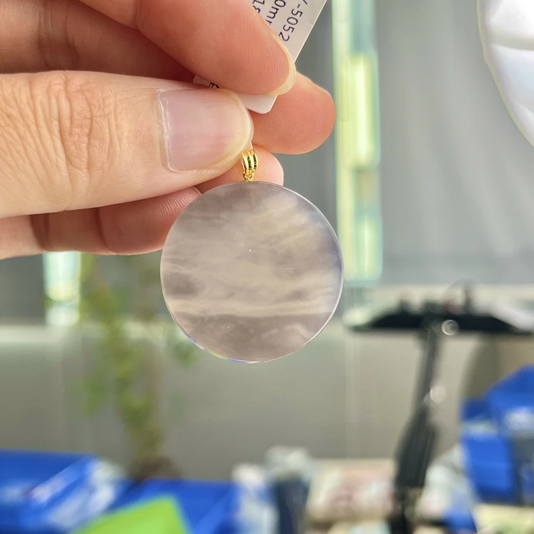 约30mm和田玉无事牌18K金圆牌吊坠