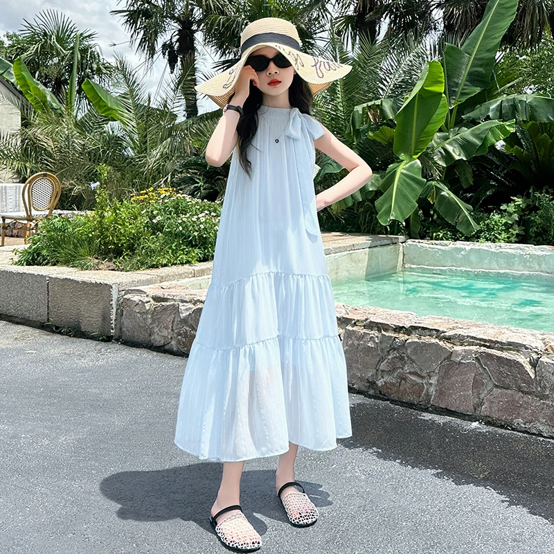 女童超好看连衣裙夏2025新款女大童海边度假吊带裙夏日绝美长裙子